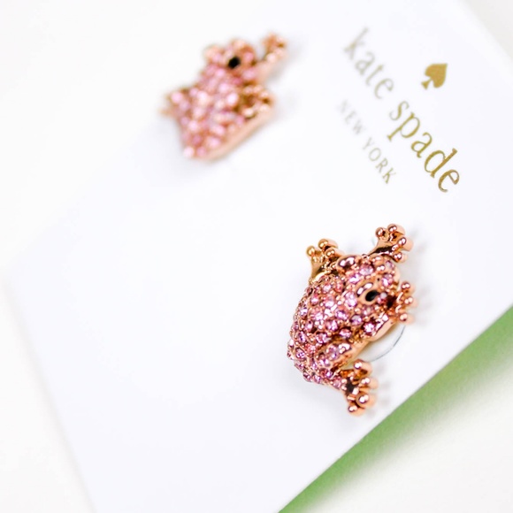 kate spade pink frog earrings - Picture 3 of 4